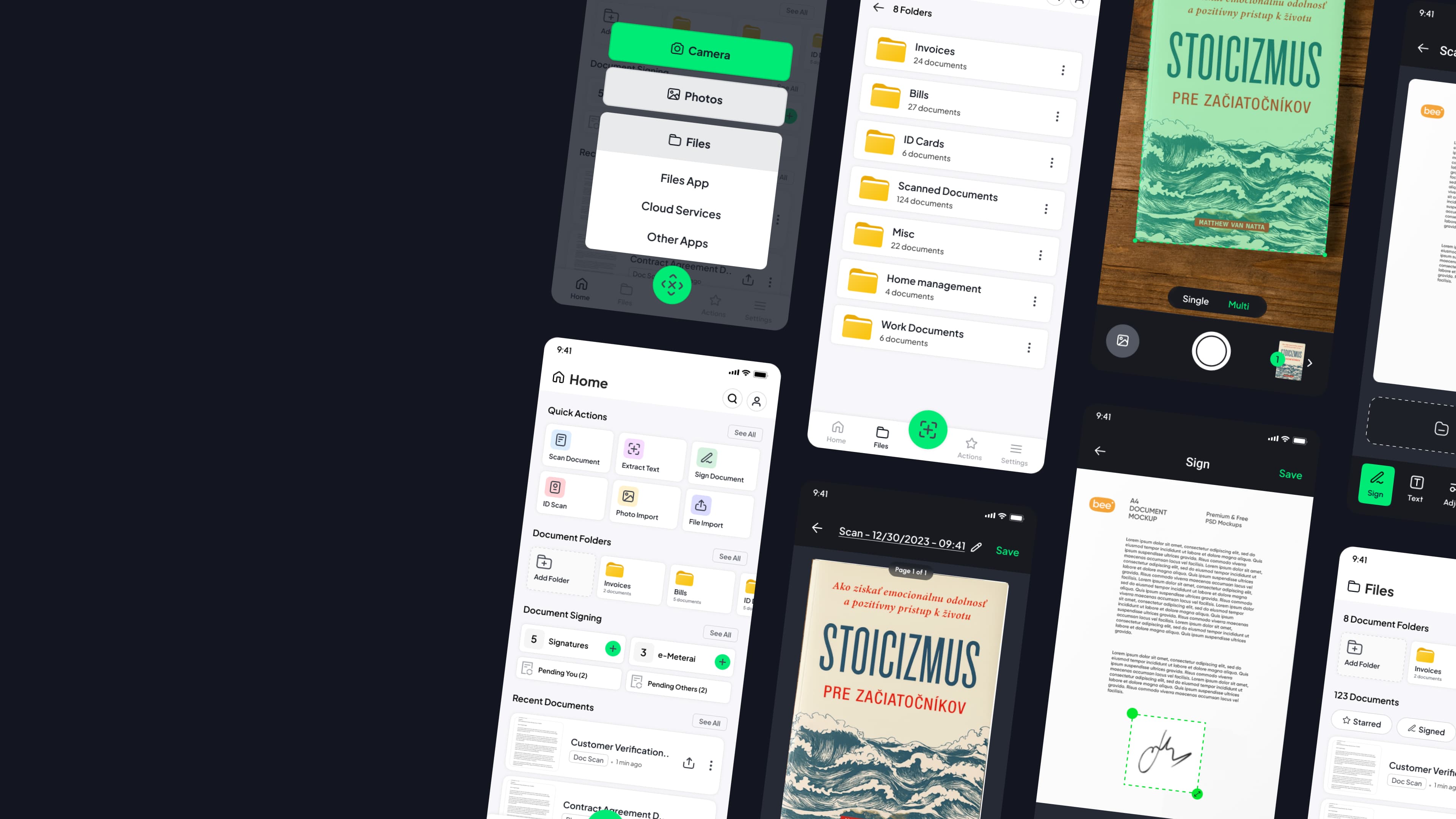 VIDA mobile app redesign showing document management features